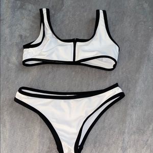 kids shein black and white bikini